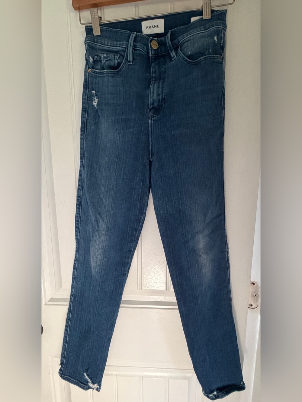 Frame Denim Women's Medium Blue Skinny Jeans - Organic Cotton